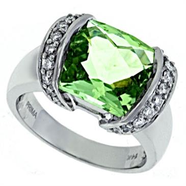 Prima Diamond And Green Amethyst Ring