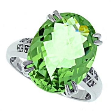 Prima Diamond And Green Amethyst Ring