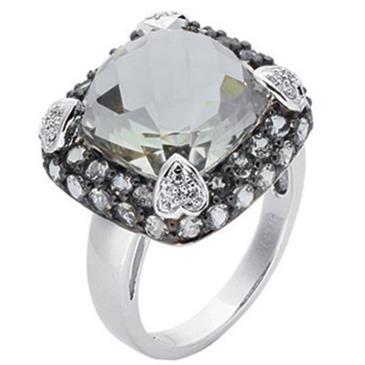 Prima Diamond And Green Amethyst Ring