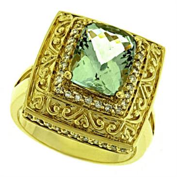 Prima Diamond And Green Amethyst Ring