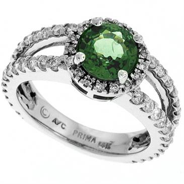 Prima Diamond And Green Sapphire Ring