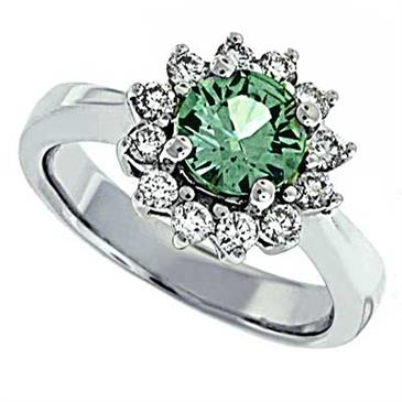 Prima Diamond And Green Sapphire Ring