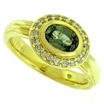 Prima Diamond And Green Sapphire Ring