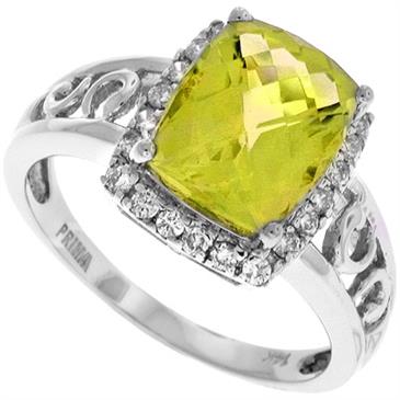 Prima Diamond And Lemon Quartz Ring