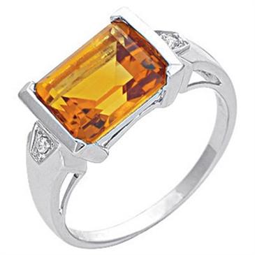 Prima Diamond And Madera Citrine Ring