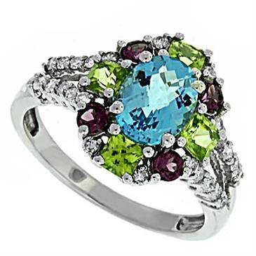 Prima Diamond And Multi Color Ring