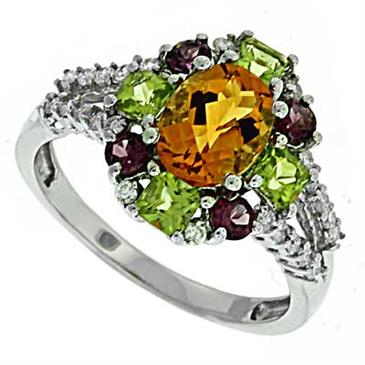 Prima Diamond And Multi Color Ring