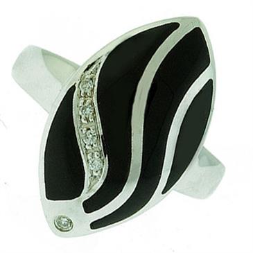 Prima Diamond And Onyx Ring