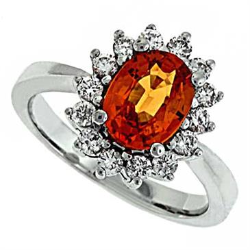 Prima Diamond And Orange Sapphire Ring