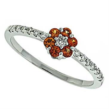 Prima Diamond And Orange Sapphire Ring