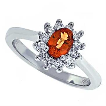 Prima Diamond And Orange Sapphire Ring