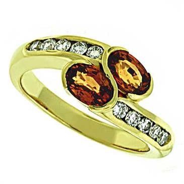 Prima Diamond And Orange Sapphire Ring