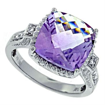 Prima Diamond And Pink Amethyst Ring 