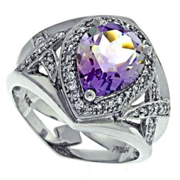 Prima Diamond And Pink Amethyst Ring