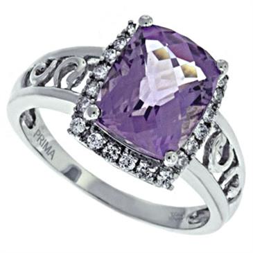 Prima Diamond And Pink Amethyst Ring