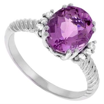 Prima Diamond And Pink Amethyst Ring