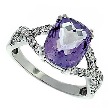 Prima Diamond And Pink Amethyst Ring