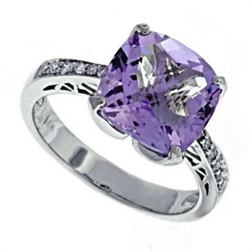 Prima Diamond And Pink Amethyst Ring