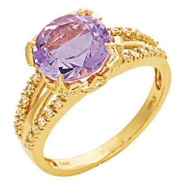 Prima Diamond And Pink Amethyst Ring