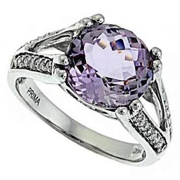 Prima Diamond And Pink Amethyst Ring