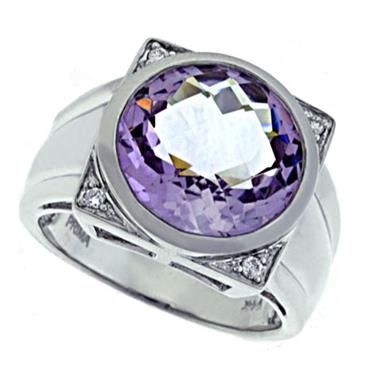 Prima Diamond And Pink Amethyst Ring