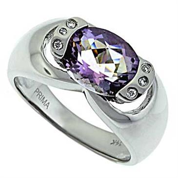 Prima Diamond And Pink Amethyst Ring