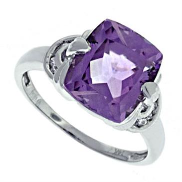 Prima Diamond And Pink Amethyst Ring