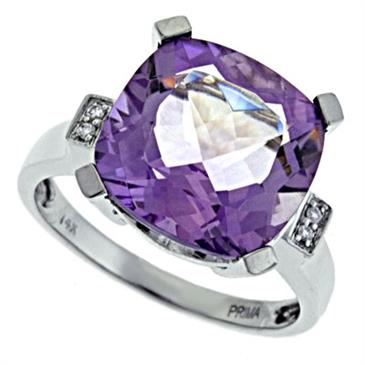 Prima Diamond And Pink Amethyst Ring