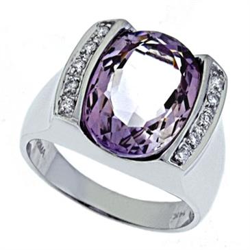 Prima Diamond And Pink Amethyst Ring