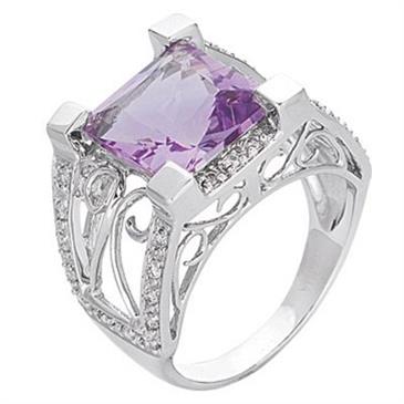 Prima Diamond And Pink Amethyst Ring