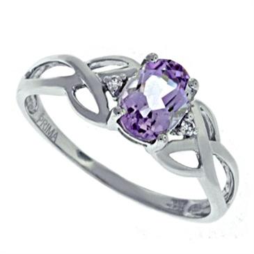 Prima Diamond And Pink Amethyst Ring