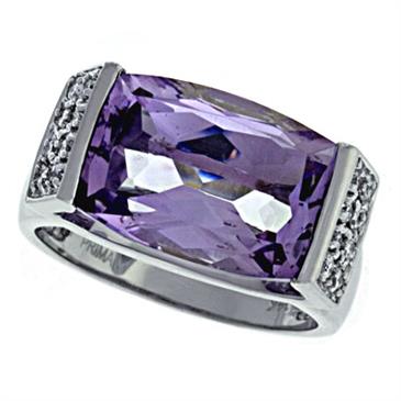 Prima Diamond And Pink Amethyst Ring