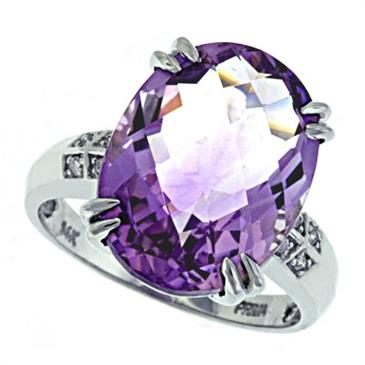 Prima Diamond And Pink Amethyst Ring