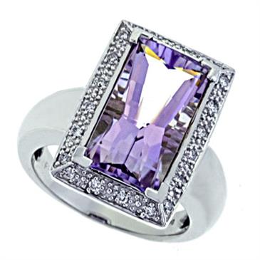 Prima Diamond And Pink Amethyst Ring