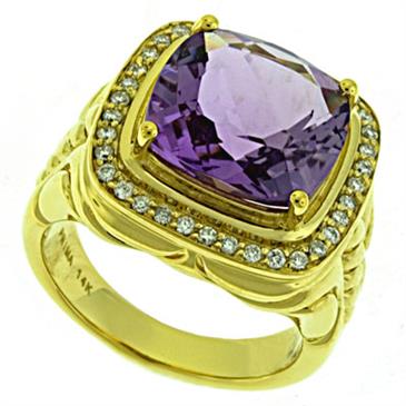 Prima Diamond And Pink Amethyst Ring