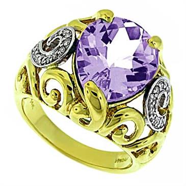 Prima Diamond And Pink Amethyst Ring