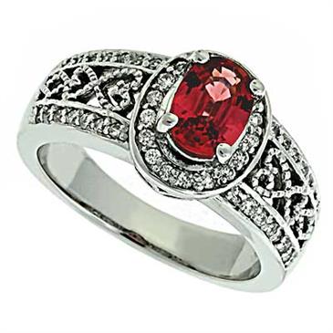 Prima Diamond And Red Sapphire Ring