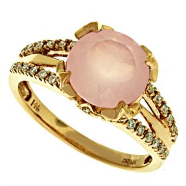 Prima Diamond And Rose Quartz Ring