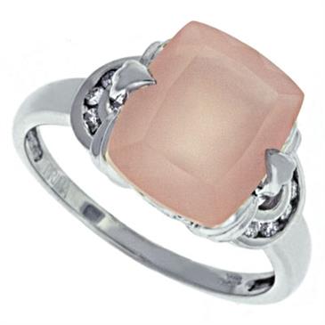 Prima Diamond And Rose Quartz Ring