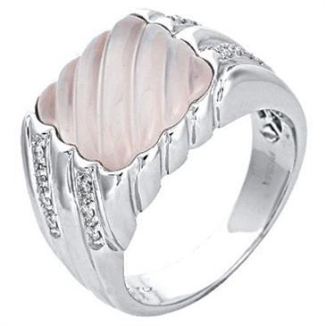 Prima Diamond And Rose Quartz Ring