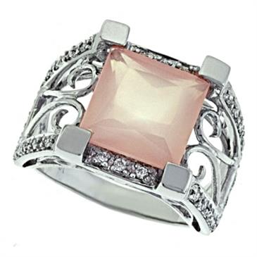 Prima Diamond And Rose Quartz Ring