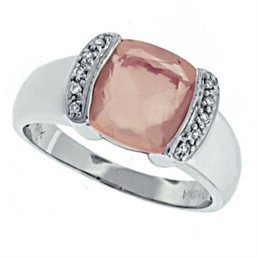 Prima Diamond And Rose Quartz Ring