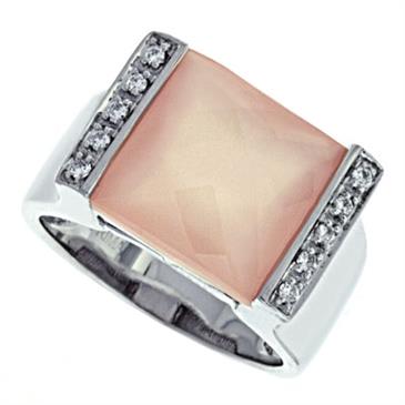 Prima Diamond And Rose Quartz Ring