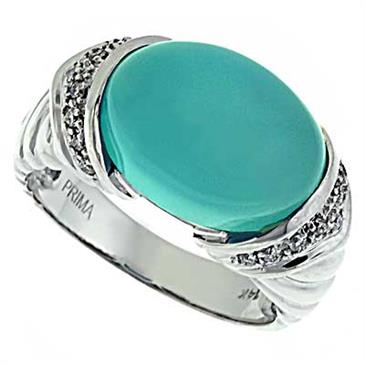 Prima Diamond And Sea Blue Chalcedony Ring