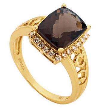 Prima Diamond And Smokey Quartz Ring