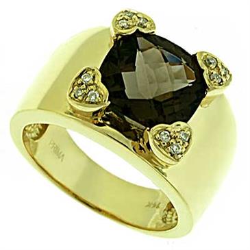 Prima Diamond And Smokey Quartz Ring