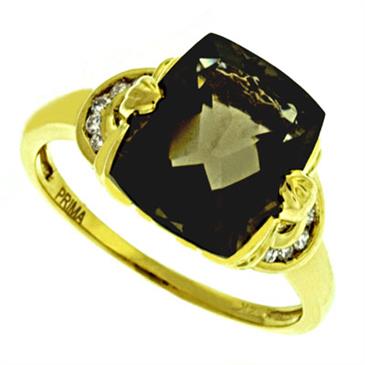 Prima Diamond And Smokey Quartz Ring