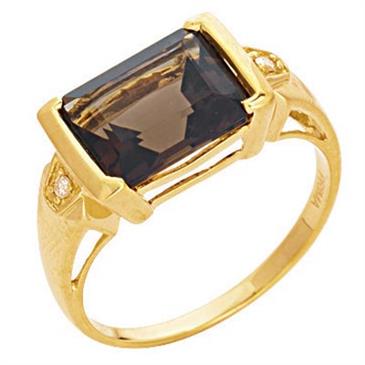 Prima Diamond And Smokey Quartz Ring