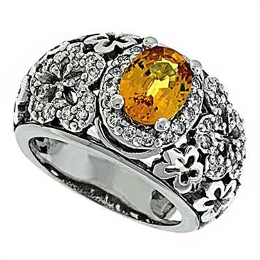 Prima Diamond And Yellow Sapphire Ring