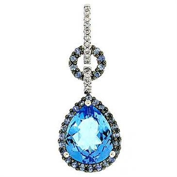 Prima Diamond, Blue Topaz And Sapphire Pendant (with Chain)